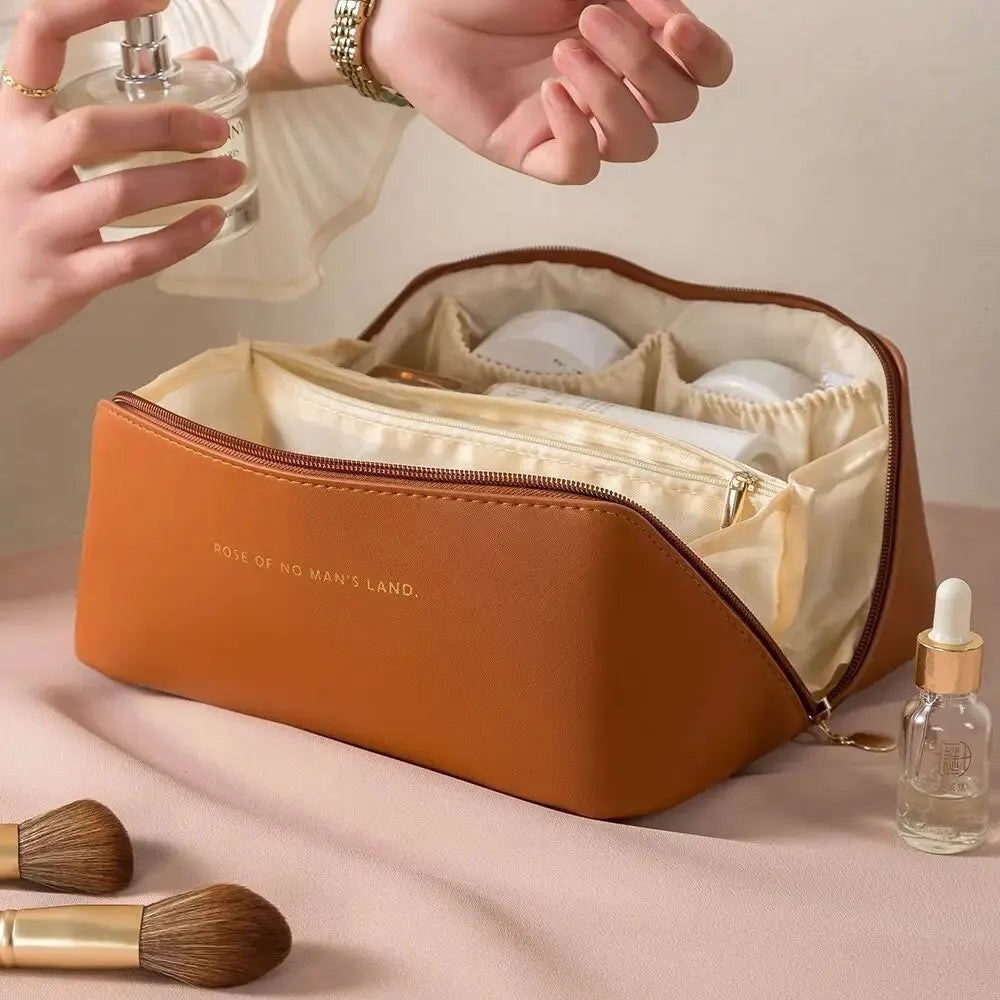 Necessaire de Luxo Feminina – Bolsa Organizadora de Maquiagem e Cosméticos com Zíper, Ideal para Viagens e Uso Diário