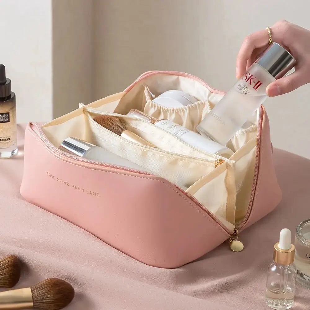 Necessaire de Luxo Feminina – Bolsa Organizadora de Maquiagem e Cosméticos com Zíper, Ideal para Viagens e Uso Diário