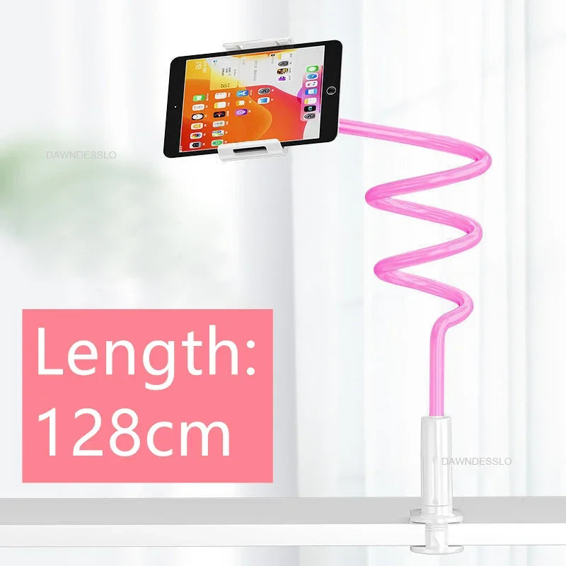 Suporte Flexível para Celular e Tablet – 128cm com Braço Articulado 360° para Cama, Mesa ou Encosto de Cabeça