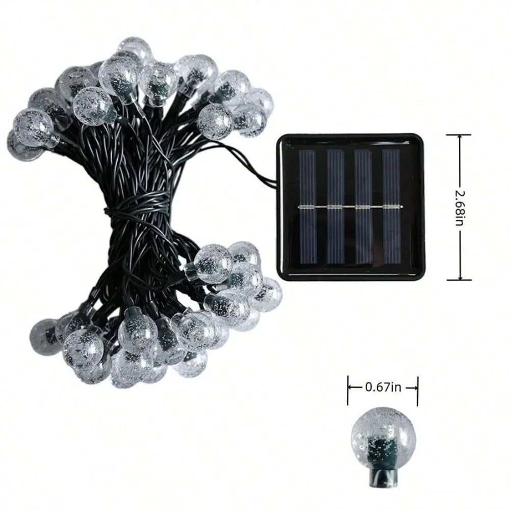 Luminária Solar de Bolhas com 8 Modos de Iluminação – 20/30/50/100 LEDs para Jardim, Festa e Varanda